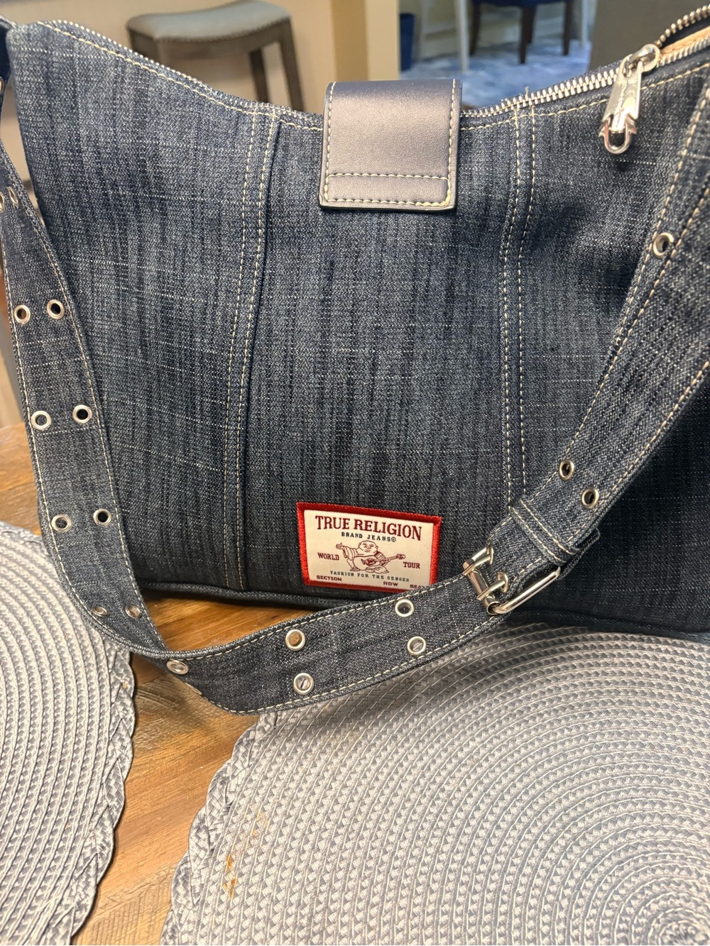 True Religion Denim Shoulder Bag in Dark Blue- Carried purse one time!